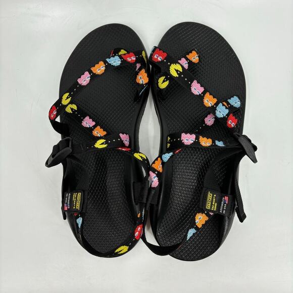 Chaco Z Men's Toe Loop Sandals Pac-Man Scaredy Ghost Black Size 12 - Picture 3 of 9